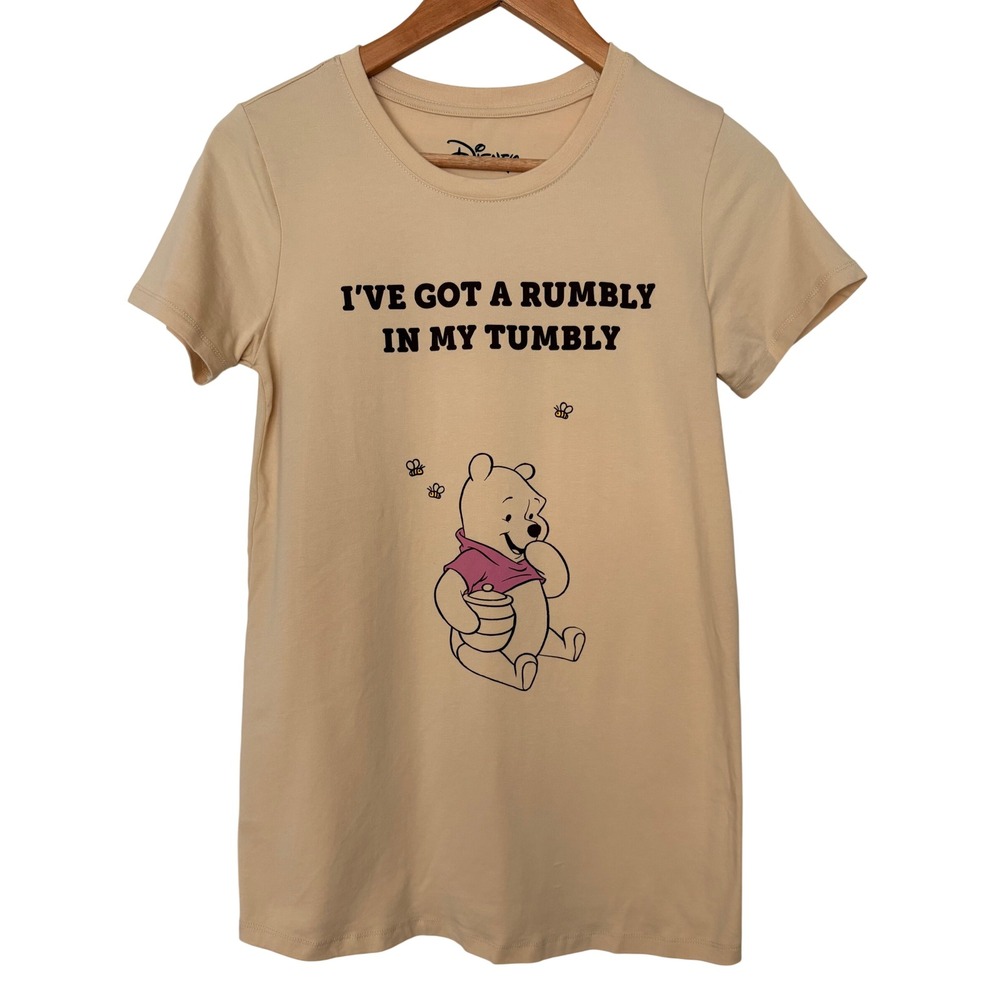 Disney Winnie the Pooh Rumbly in my Tumbly Graphic T-Shirt Beige Medium‎ 8/10